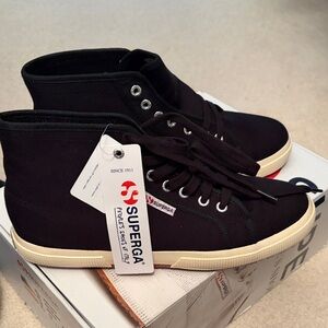 NWT Superga Women’s High Top Black Canvas Sneakers